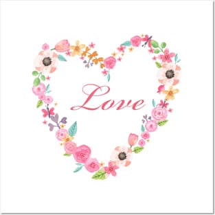 Heart love flowers Posters and Art